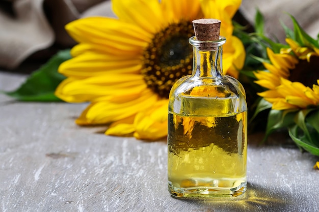 Natural sunflower oil and flower