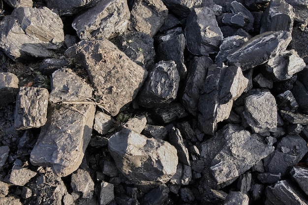 Foto la struttura naturale del carbone per lo sfondo è l'industria del carbone fonti di energia fossile a base di carbone di carbone frostcovered
