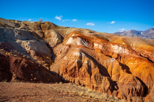 Natural texture of sandstone in colorful mars in altai mountains place named mars 1 in altai republic russia high quality photo