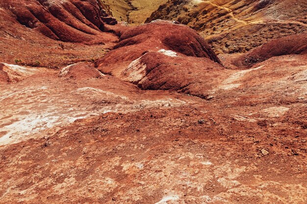 アルタイ山脈の火星の砂岩の自然な風合いは、アルタイ共和国ロシアの火星1を配置します