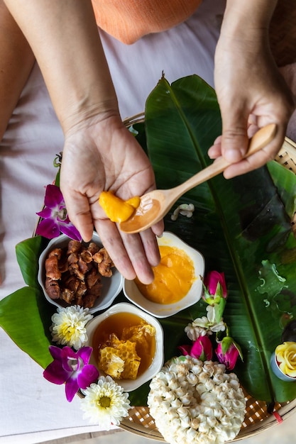 Natural thai massage in spa Relaxed at Spa Resort Body Beauty Relaxation And Wellness and body with masseur Concept of serene spa with thai style