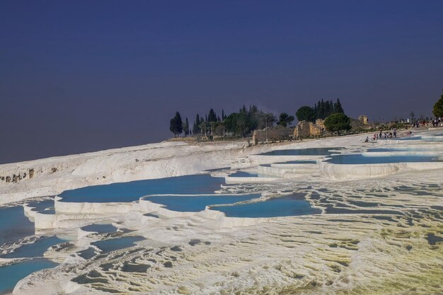 Natural travertine pools in Pamukkale Pamukkale Turkey