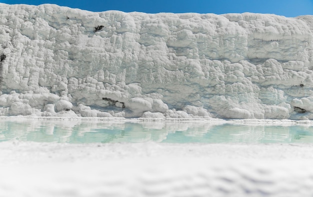 Natural travertine pools and terraces in Pamukkale in Turkey