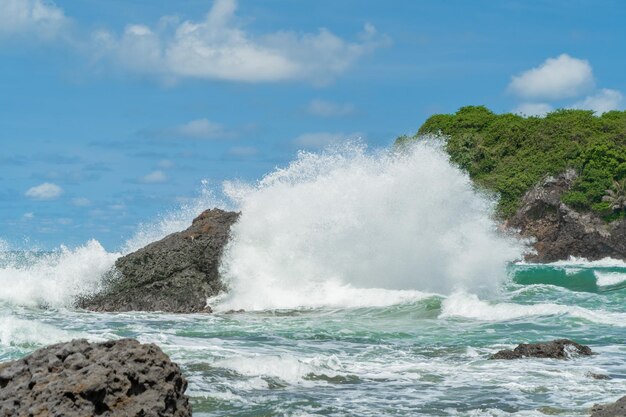 Natural view of the coast in Indonesia when the weather is sunny