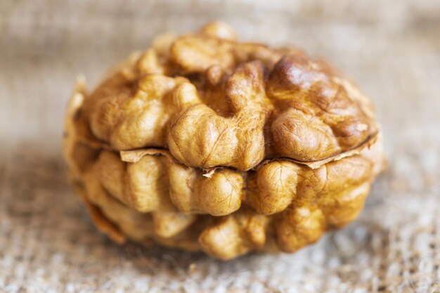 Natural walnut kernel closeup horizontal frame