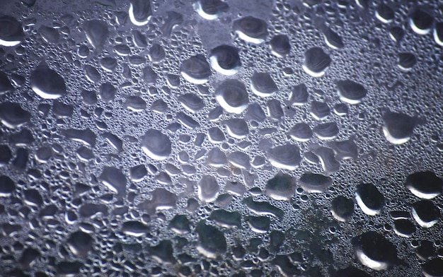 natural water drops on glass