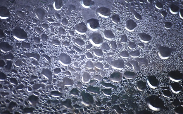 Natural water drops on glass