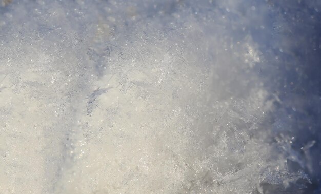 自然な白い雪、マクロ撮影