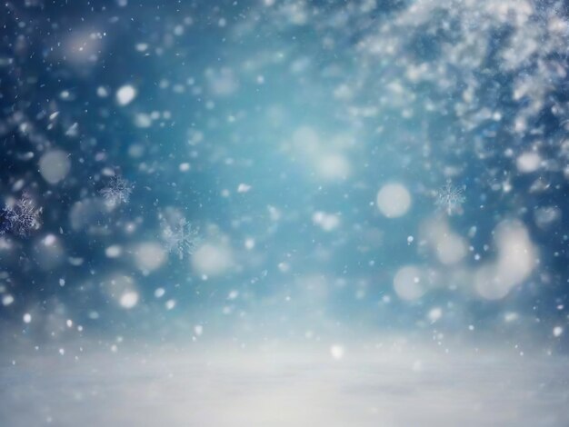 Natural Winter Christmas background with sky heavy snowfall snowflakes in different shapes and for