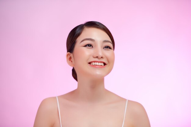 Natural woman beauty clean skin beautiful female cosmetic concept face portrait