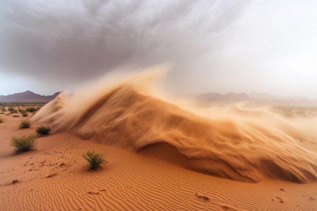 Natural wonder of a sand dune rising high in the desert landscape