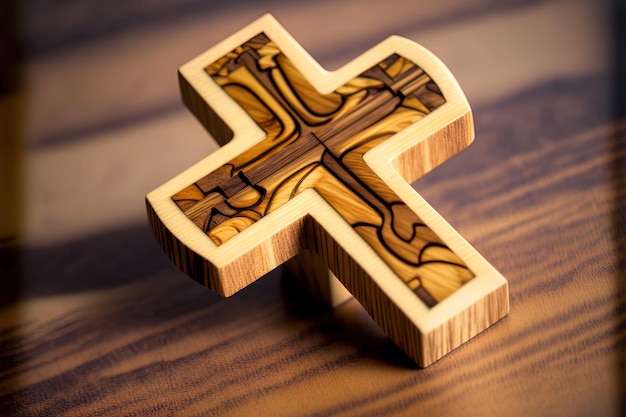 Photo natural wood catholic cross used in religion