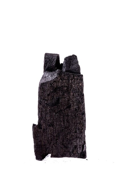 Natural wood charcoal Isolated on white background. activated carbon.