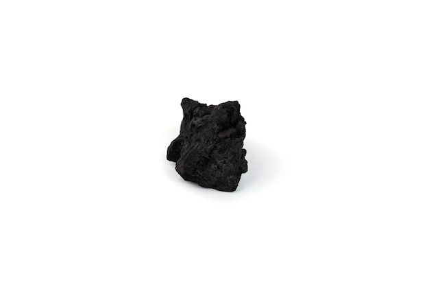 Natural wood charcoal isolated on white background. Pile of coal isolated on white background.