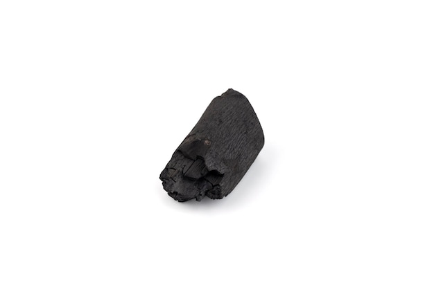 Natural wood charcoal isolated on white background Pile of coal isolated on white background