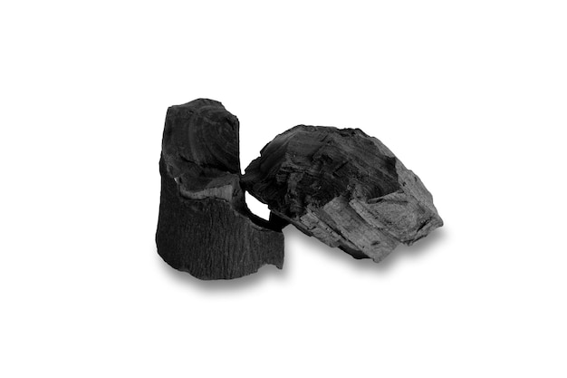 Natural wood charcoal isolated on white background with clipping path hard wood charcoal