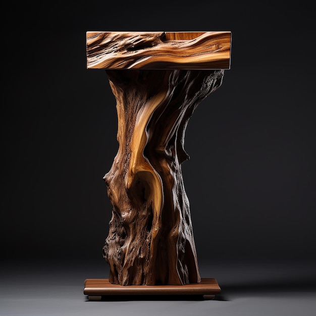 Natural wood podium for product presentation