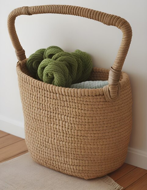 Photo natural woven rope storage basket