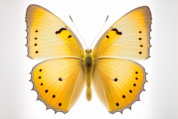 Natural yellow butterfly isolated on white background