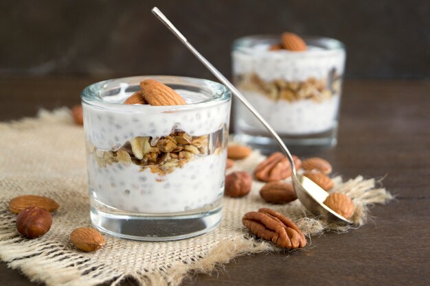 Natural yogurt with Chia seeds and granola.