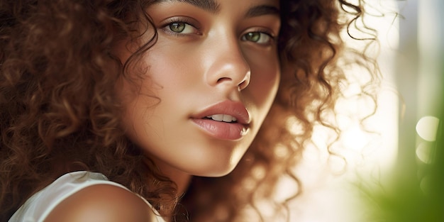 Natural Young Ethnic Woman With Curly Hair