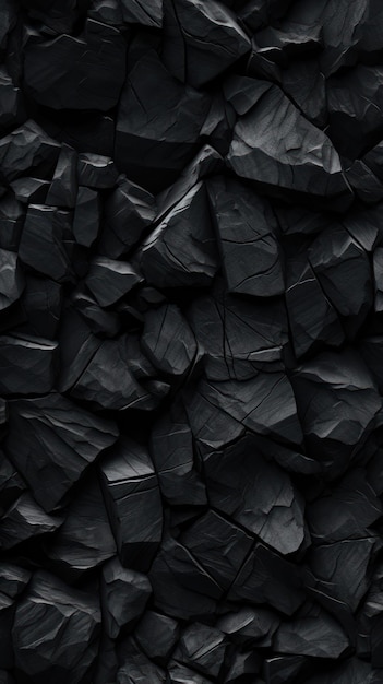 Naturalistic Black Stone Wall Texture Background AI Generated