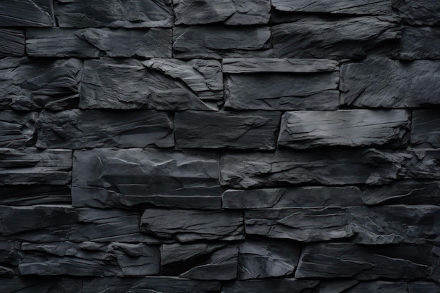 Naturalistic Black Stone Wall Texture Background AI Generated