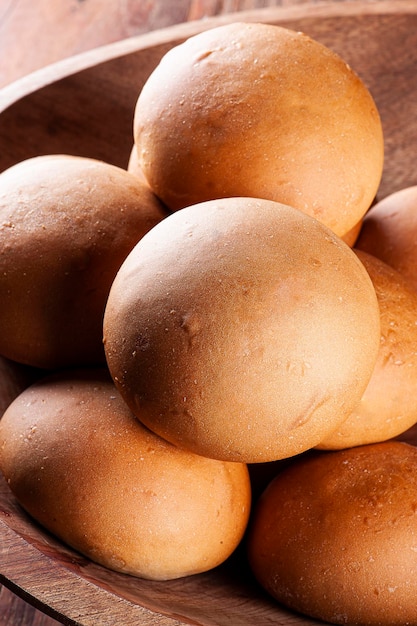 Naturally fermented hamburger bun Photo up close