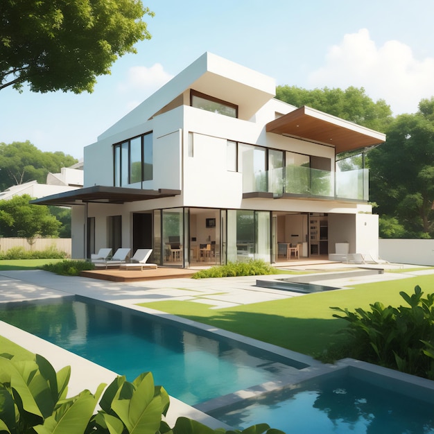 Premium AI Image | Naturally Inspired House Design 3d Rendering