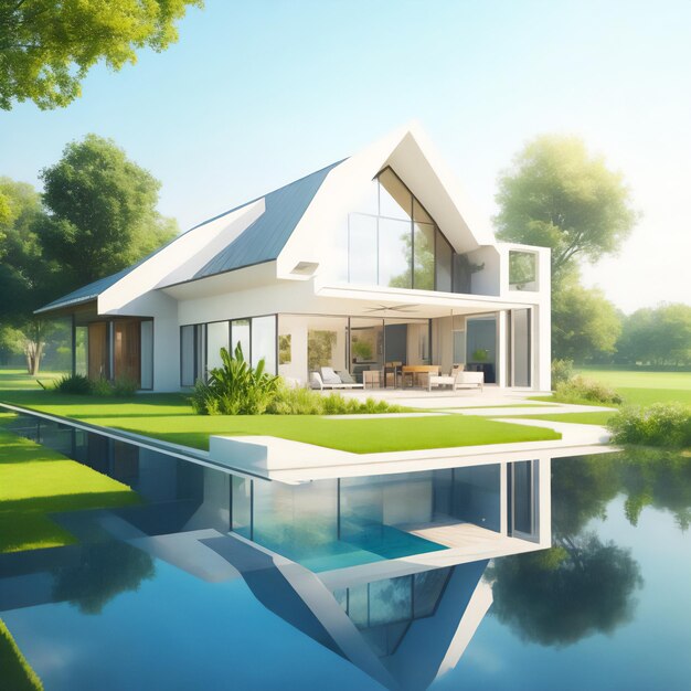 Naturally inspired house design 3d rendering
