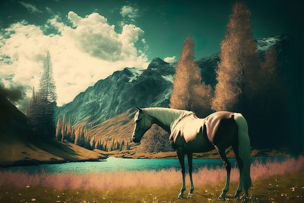 Nature in the 1950s with a gorgeous horse