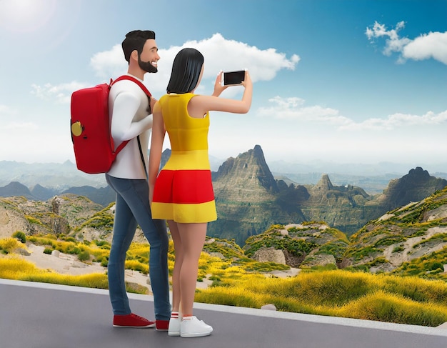 nature and adventure travel and vacation concept man and woman