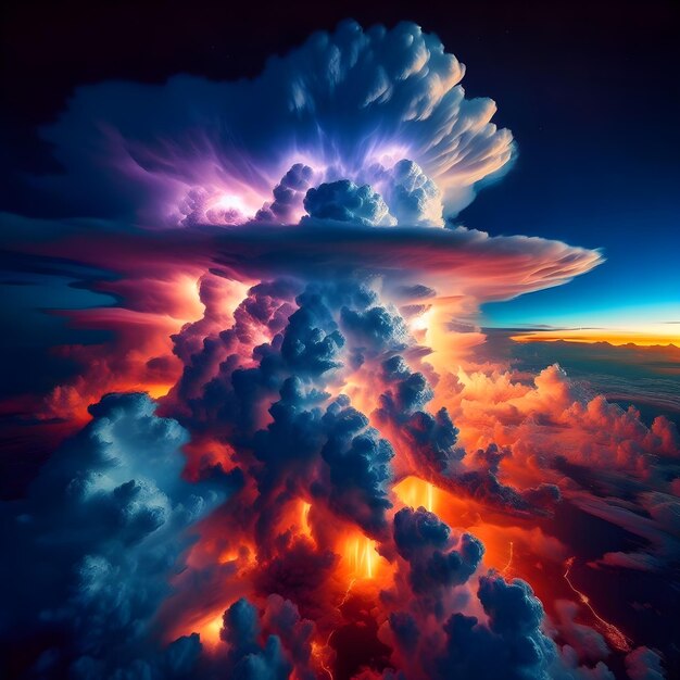 Nature art towering thunderstorm at night