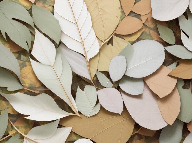 Nature Artistry Abstract Leaf Collage Seamless Pattern