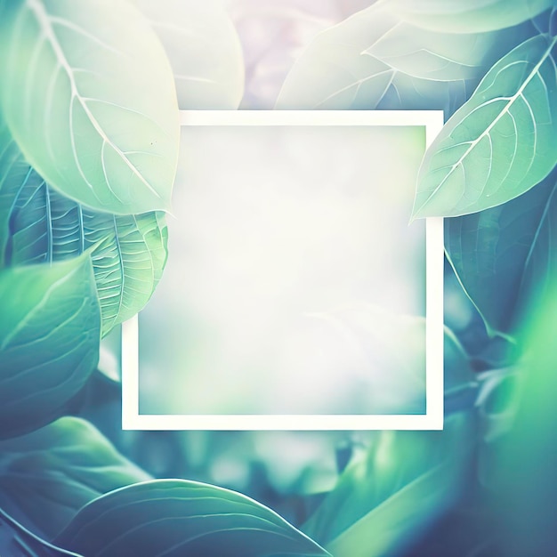 Nature background abstract white frame in the leaves with copy space