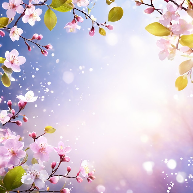 Nature background Blossoming branch of tree Bright colorful spring flowers