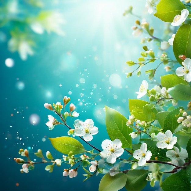 Nature background Blossoming branch of tree Bright colorful spring flowers