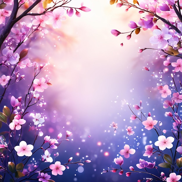 Nature background Blossoming branch of tree Bright colorful spring flowers