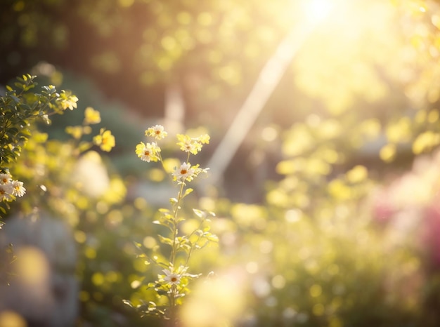 庭の自然の花の背景AI