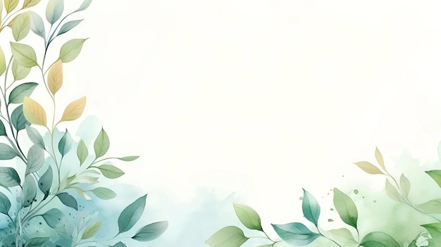 nature background foliage with watercolor style