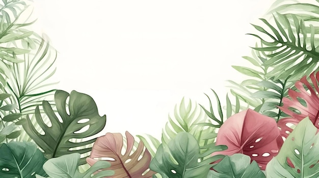 nature background foliage with watercolor style