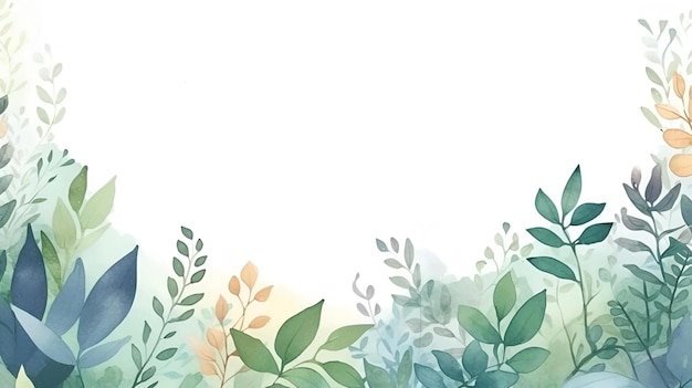 nature background foliage with watercolor style