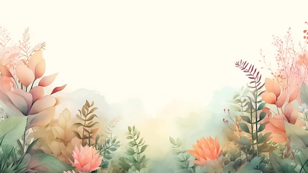 nature background foliage with watercolor style