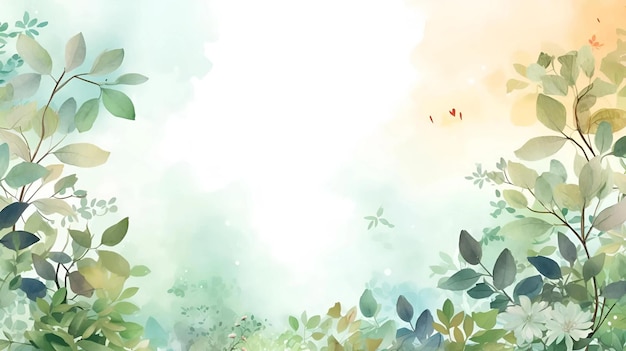 nature background foliage with watercolor style