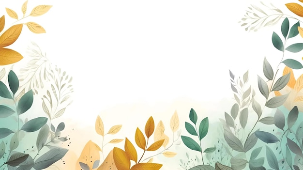 nature background foliage with watercolor style