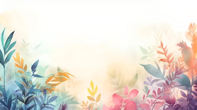 nature background foliage with watercolor style