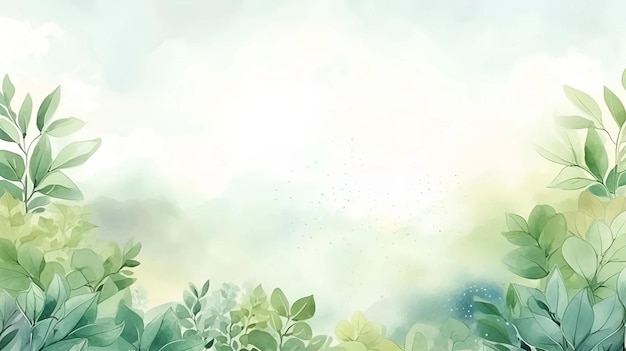 nature background foliage with watercolor style