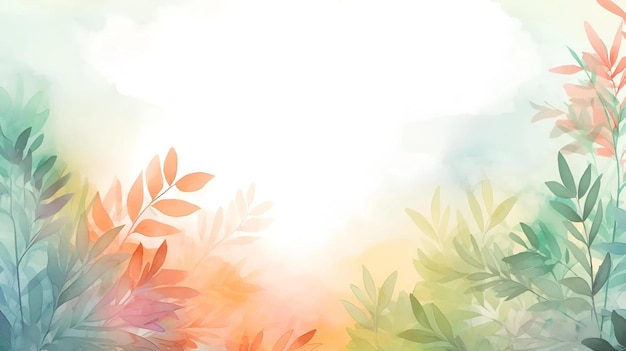 nature background foliage with watercolor style