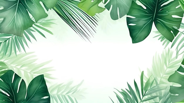 nature background foliage with watercolor style