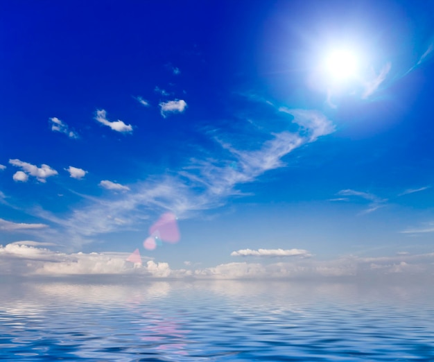 Nature background. white clouds over blue sky